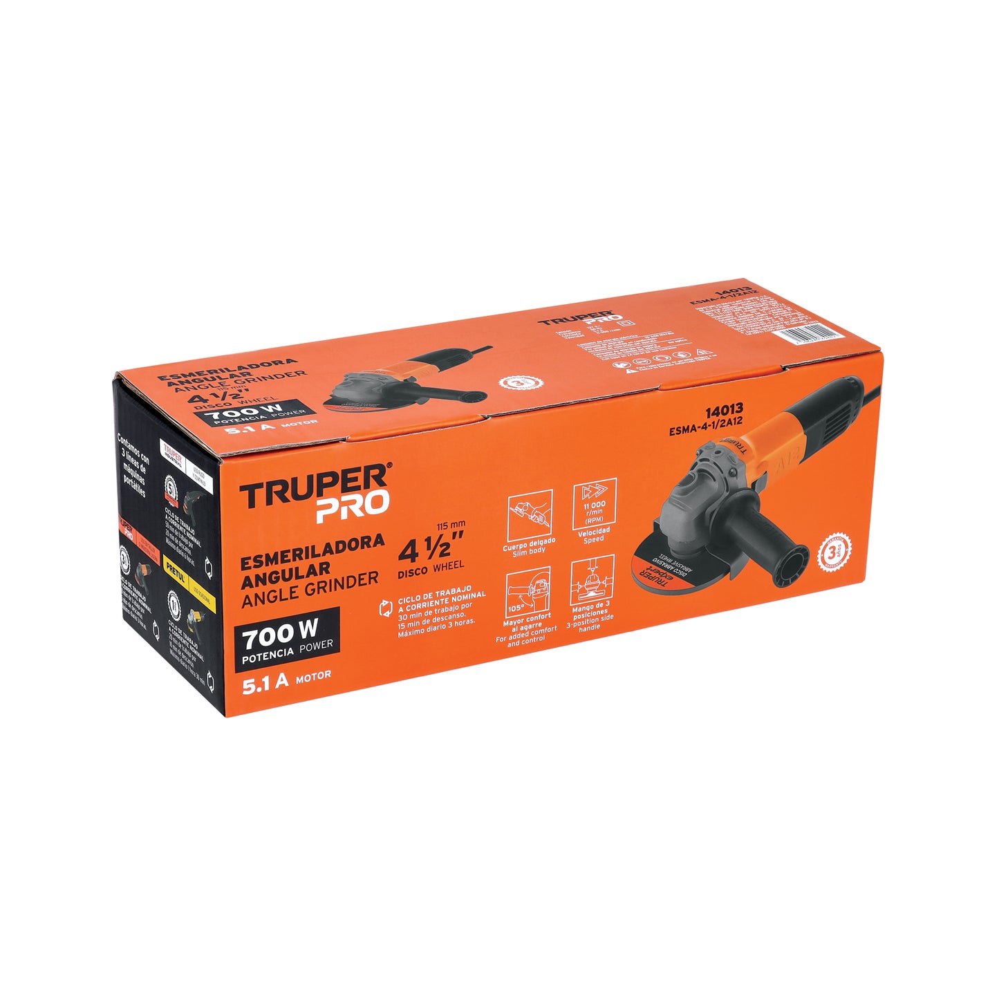 Pulidora Esmeriladora Angular 4 1/2" Truper Profesional 700W⚙️🔧
